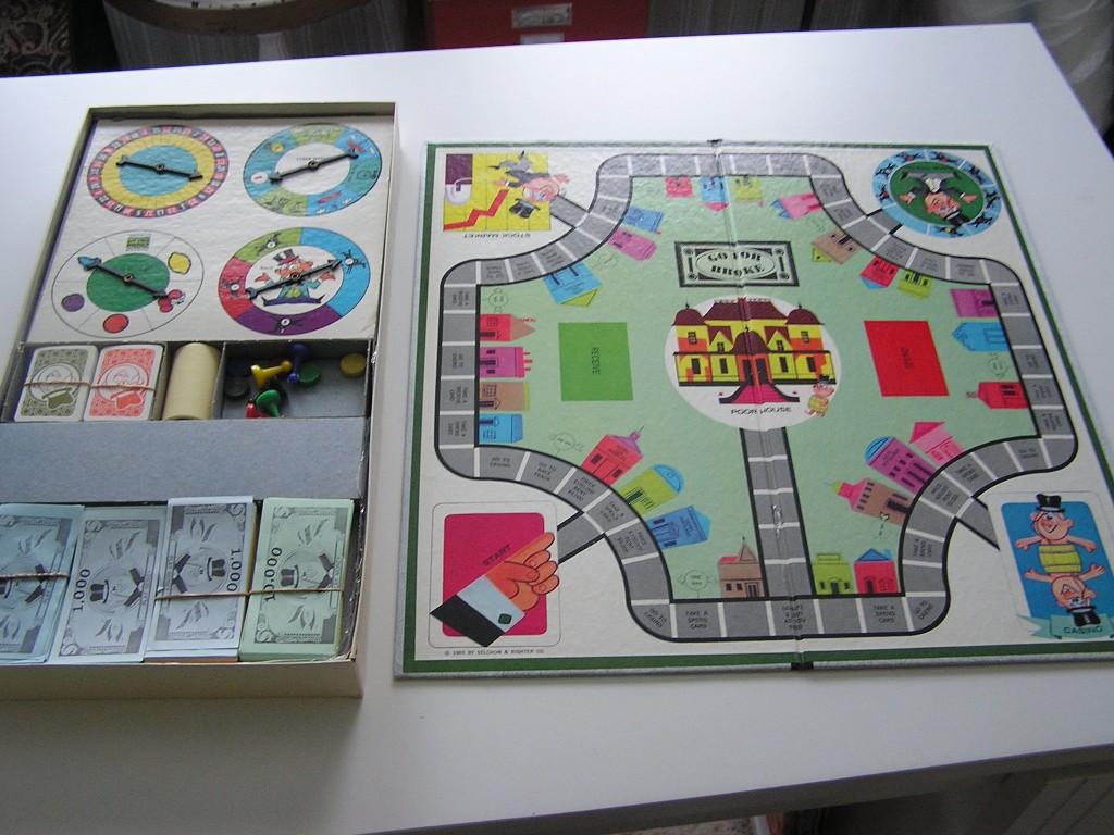 1965 Go For Broke Board Game Playing Board and Pieces