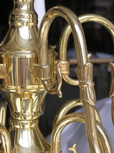 brass chandelier closeup